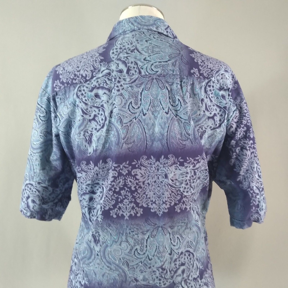 Hana Fashion Hawaiian Shirt Mens 2XL Blue Paisley Cotton Short Sleeve Button Up - Picture 9 of 12